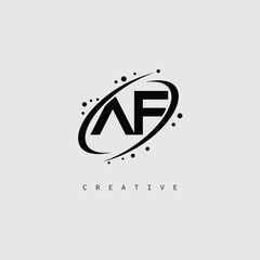 AF Creative Monogram Logo – Minimal Futuristic Letter mark Design with Space Orbit Style and swirl Style  for Modern Branding & Tech Identity