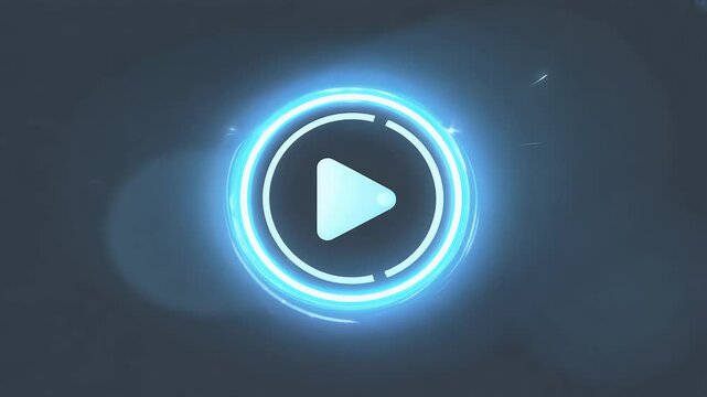 A sleek luminous ring traces continuous circles alpha while blue violet afterglow trails behind simulating futuristic loading wheel rendered crisp K essential app splash screens broadcast lower