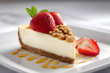 Slice of Cheesecake with Strawberry 