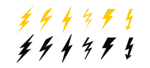flash thunder power icon, flash lightning bolt icon with thunder bolt - Electric power icon symbol - Power energy icon sign in filled, thin, line, outline and stroke style for apps and websites 