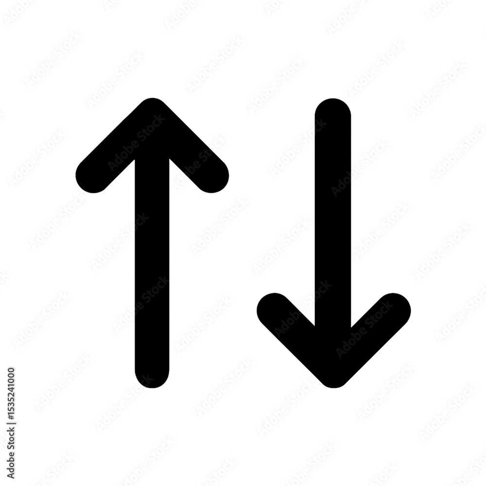 Poster up and down arrows icon isolated on transparent background