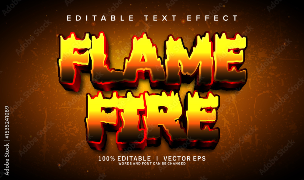 Poster flame fire vector text effect with modern style design