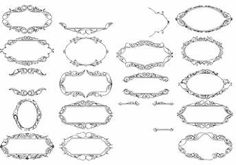 Collection of decorative vintage frames and borders with floral ornaments.