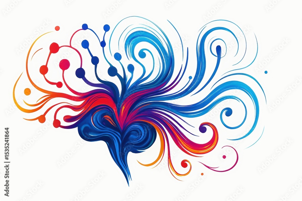 Poster colorful abstract design representing creativity and imagination in flowing swirls and curves