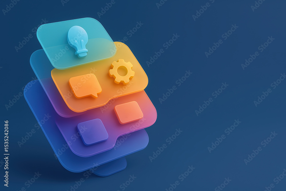 Poster colorful 3d app icons with creative elements for user interface and design inspiration
