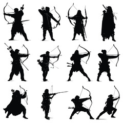 archery silhouette set, Black & White silhouette set