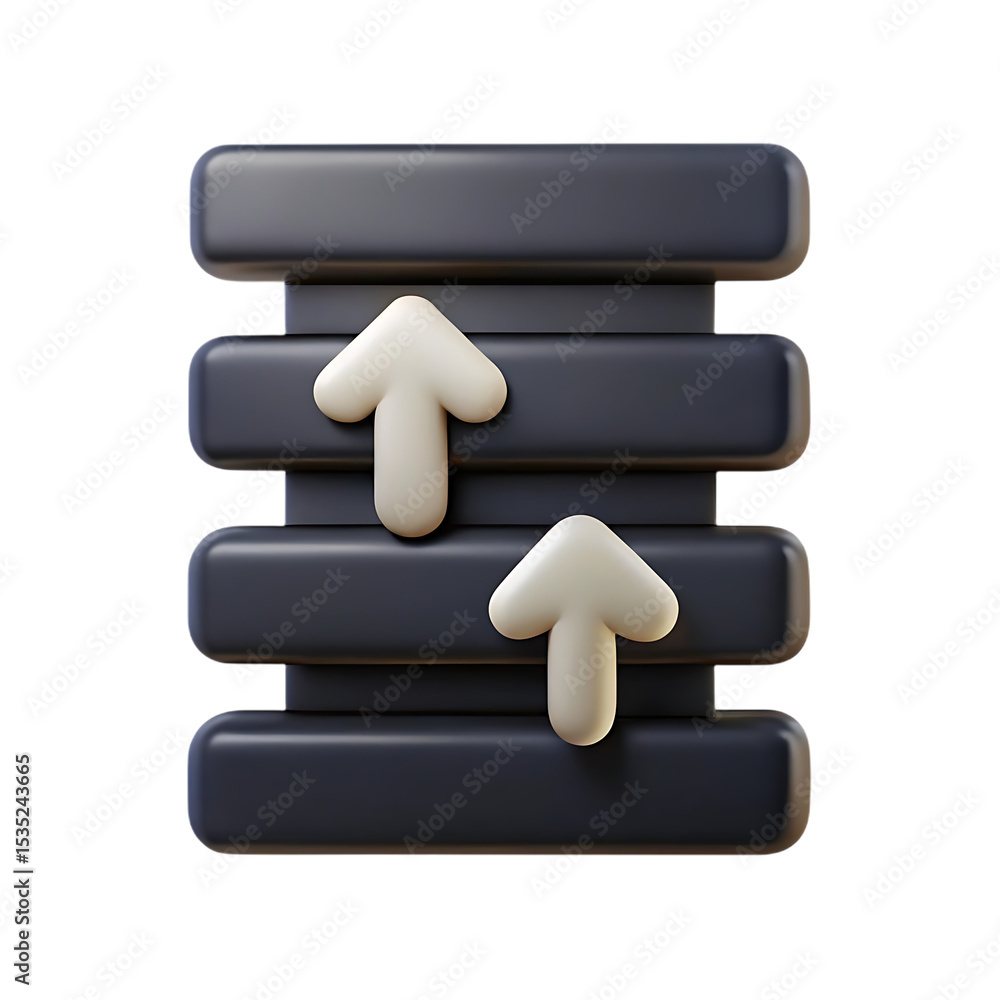 Poster 3d render of upload icon isolated on transparent background