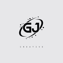 GJ Creative Monogram Logo – Minimal Futuristic Letter mark Design with Space Orbit Style and swirl Style  for Modern Branding & Tech Identity