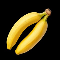 Bright Yellow Bananas on Black Background for Fresh Fruit Display