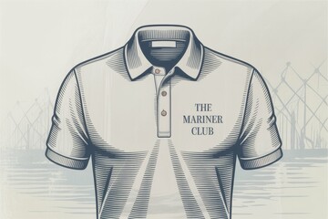A vintage style illustration of a men s fashion polo shirt, showcasing a classic design and elegant appeal