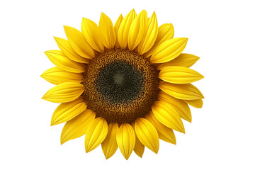 Fototapeta premium Sunflower head blooming with bright yellow petals, gleaming against transparent background