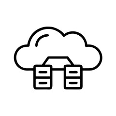 Cloud Storage Network Icon in Silhouette Style on White Background – Minimalist Cloud Computing Symbol for Business and Web
