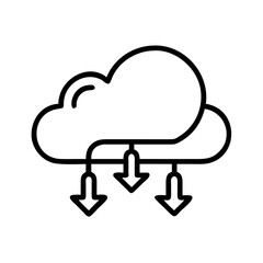 Cloud Storage Network Icon in Silhouette Style on White Background – Minimalist Cloud Computing Symbol for Business and Web