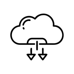 Cloud Storage Network Icon in Silhouette Style on White Background – Minimalist Cloud Computing Symbol for Business and Web