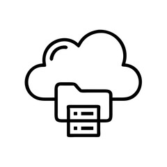 Cloud Storage Network Icon in Silhouette Style on White Background – Minimalist Cloud Computing Symbol for Business and Web