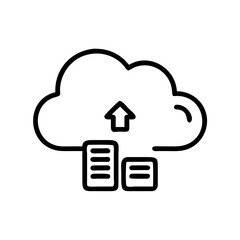 Cloud Storage Network Icon in Silhouette Style on White Background – Minimalist Cloud Computing Symbol for Business and Web