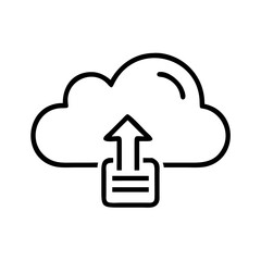 Cloud Storage Network Icon in Silhouette Style on White Background – Minimalist Cloud Computing Symbol for Business and Web