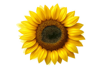 Fototapeta premium Sunflower head blooming with bright yellow petals, gleaming against transparent background