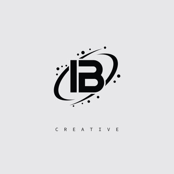 IB Creative Monogram Logo &ndash; Minimal Futuristic Letter mark Design with Space Orbit Style and swirl Style  for Modern Branding & Tech Identity