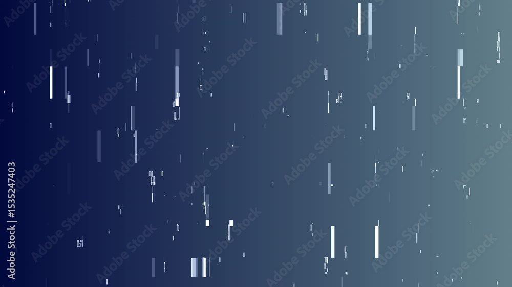 Poster abstract glitch art: digital noise and data corruption on gradient blue background