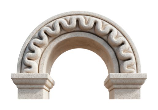 Ornate stone arch with intricate wavy design
