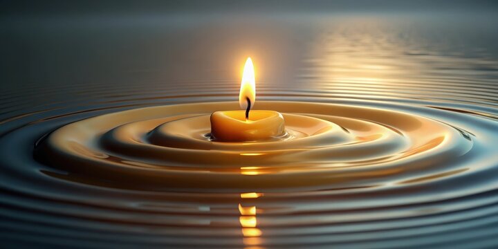 A stylized computer-generated image of a melting candle wax pool with a subtle ripple effect , animation, wax