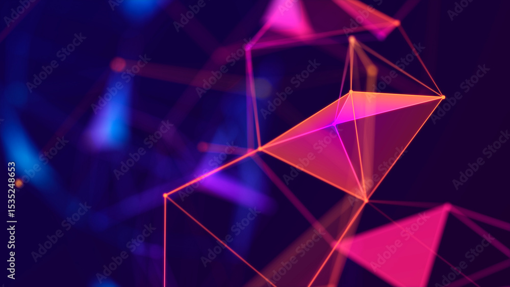 Poster Technology background. Abstract digital combination dots and lines. Network connection structure. 3d Widescreen