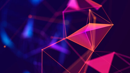 Technology background. Abstract digital combination dots and lines. Network connection structure. 3d Widescreen