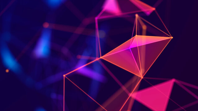 Technology background. Abstract digital combination dots and lines. Network connection structure. 3d Widescreen