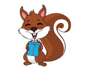 Cute Squirrel Animal Cartoon Illustration