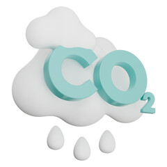 CO2 cloud icon with carbon emission air pollution and climate change 3d illustration