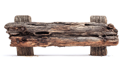 Weathered wooden log on white background