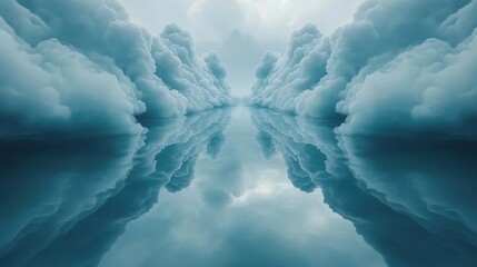 Abstract Water Reflection With Blue Tones Background Wallpaper Design
