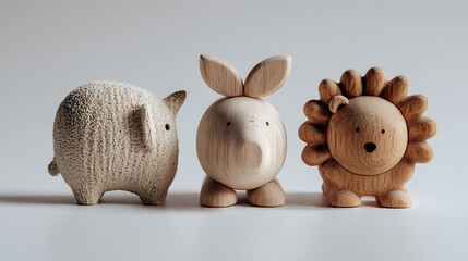Wooden animal toys for playful imagination.