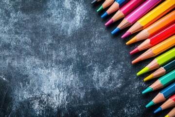 Ultra Quality Picture of High Angle View of Colored Pencils on Table