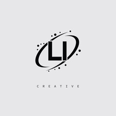 LI Creative Monogram Logo – Minimal Futuristic Letter mark Design with Space Orbit Style and swirl Style  for Modern Branding & Tech Identity