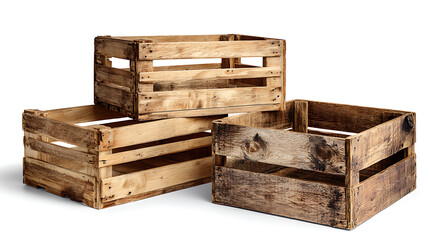 Wooden crates for storage and decoration purposes.