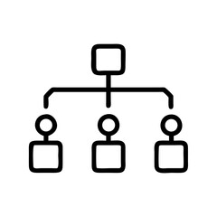 Company Organizational Structure Icon in Silhouette Style on White Background – Minimal Hierarchy Chart Symbol for Business and Corporate Use