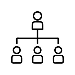 Company Organizational Structure Icon in Silhouette Style on White Background – Minimal Hierarchy Chart Symbol for Business and Corporate Use
