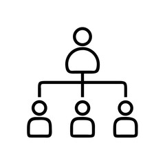 Company Organizational Structure Icon in Silhouette Style on White Background – Minimal Hierarchy Chart Symbol for Business and Corporate Use