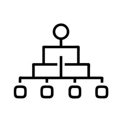 Company Organizational Structure Icon in Silhouette Style on White Background – Minimal Hierarchy Chart Symbol for Business and Corporate Use