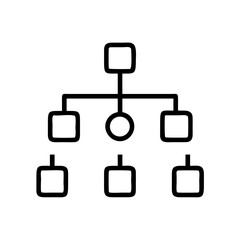 Company Organizational Structure Icon in Silhouette Style on White Background – Minimal Hierarchy Chart Symbol for Business and Corporate Use
