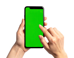 Hand Swiping Right on Green Smartphone Screen Motion Blur