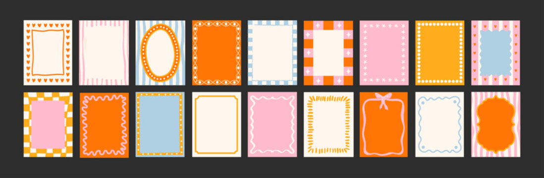 Abstract frames posters in minimalist style. Wall decor, trendy banners in the cartoon style of Matisse.Linear drawings, decor of wallpaper, walls, print and postcards
