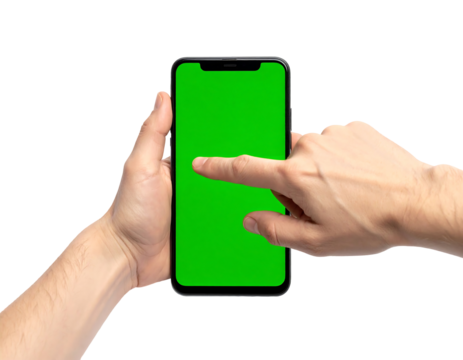 Hand Swiping Right on Green Screen Smartphone - Powered by Adobe