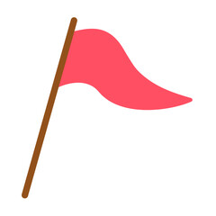 Red triangle flag icon vector illustration. Marking flag flat icon.	