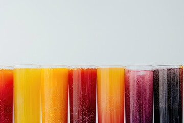 A Row of Different Colored Juices with Different Colors of Different Colors