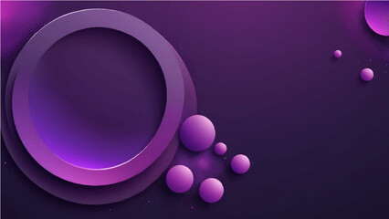 abstract dark purple background with large overlapping circular shapes and small textured bubbles or particles. Smooth gradient lighting from left to right, with subtle grainy details.