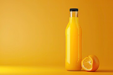 Clear Pixel Image of High Angle Orange Juice in Bottle