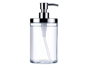 Obraz premium Transparent Cylindrical Soap Dispenser with Chrome Pump